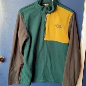 The North Face green/brown/gray quarter zip fleece